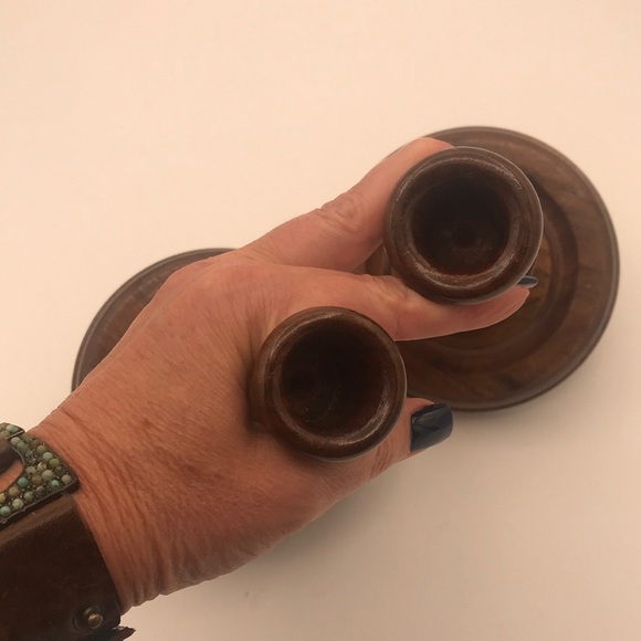 Vintage Pair of Turned Wood Candlesticks - Picture 2 of 9